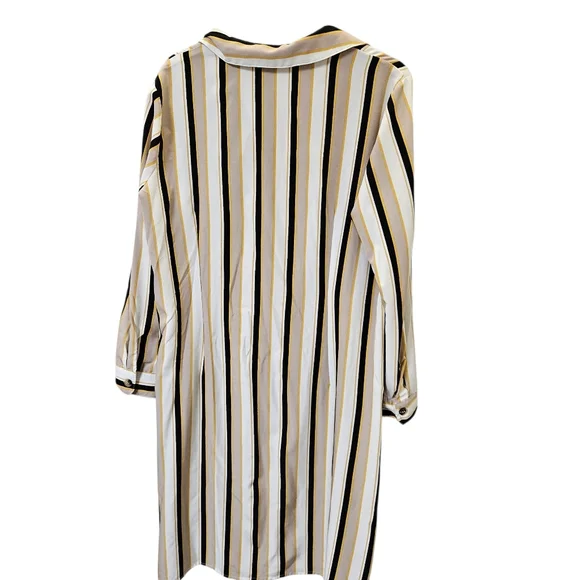 NY Collection Striped Button-Down Shirt Dress Size L - Picture 8 of 13